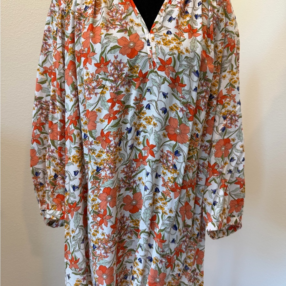 NWOT-Jones and Co. Floral Print 3/4 Sleeve Tunic-1X